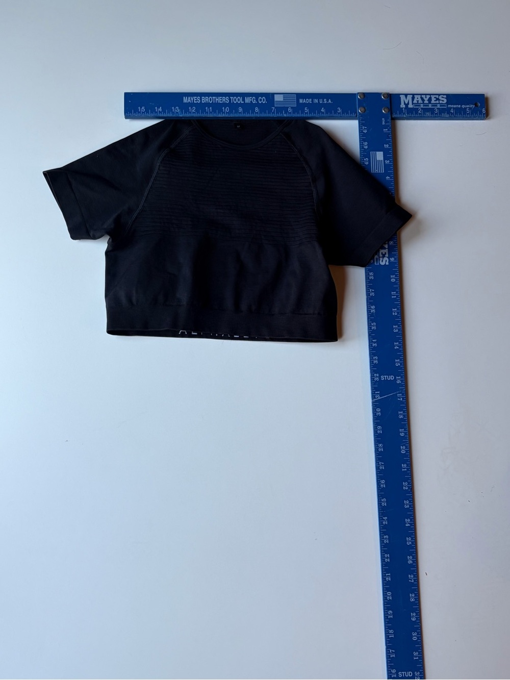 Alphalete Black Cropped Ribbed Panel Short Sleeve Tee - Picture 3 of 4